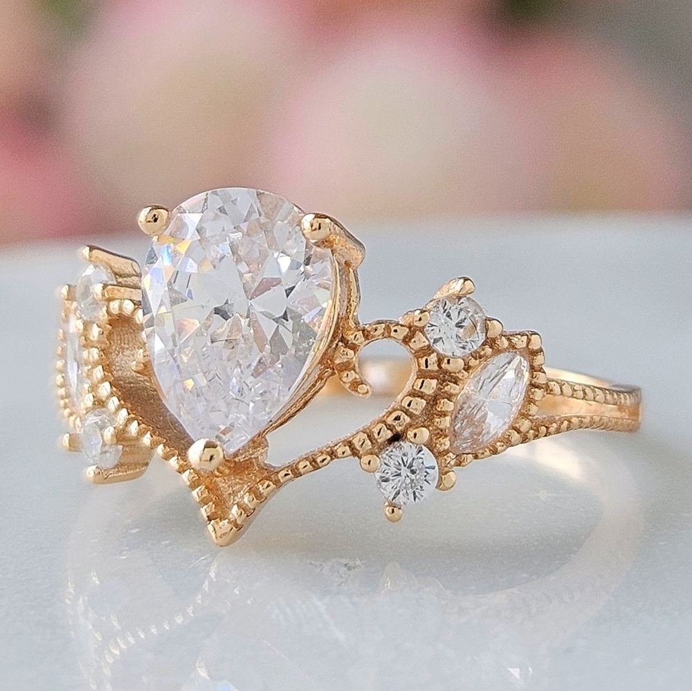 Gold Ring ring, Charmed Aroma, 925 Sterling Silver finished in 10k gold